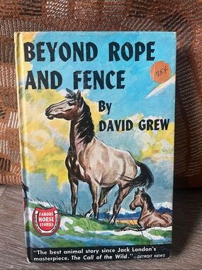 Beyond Rope and Fence by David Grew - Illustrated Blue & Tan Horse Cover 1947